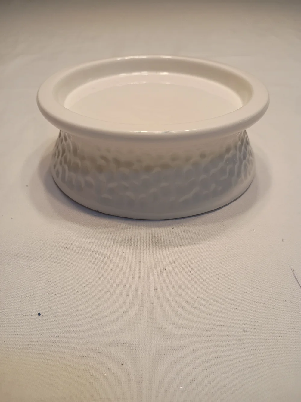 #6029 Gold Canyon White Patterned Porcelain Candle Pedestal Holder 6”